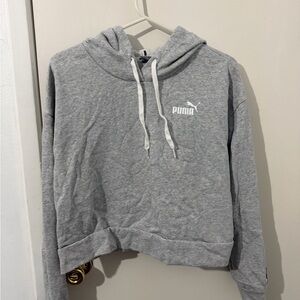 PUMA Women's Heather Gray Cropped Hoodie